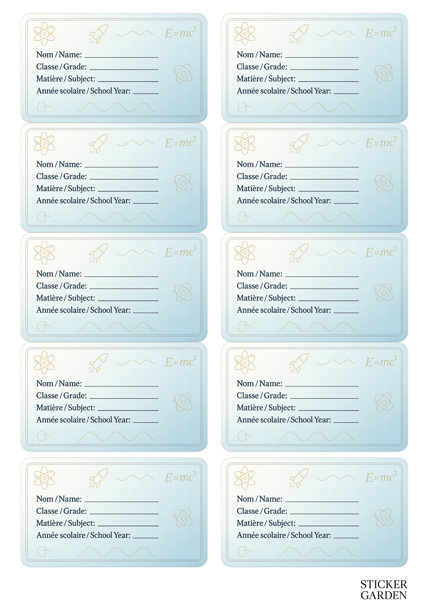 Pack de 20 Autocollants Scolaires (2 planches A5)