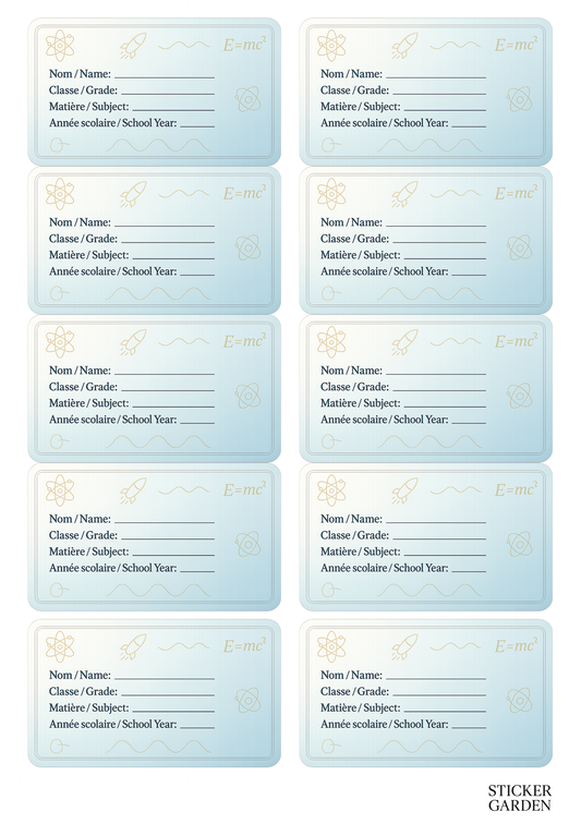 Pack de 20 Autocollants Scolaires (2 planches A5)